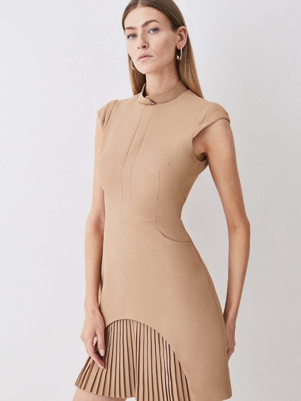 Karen Millen Military Tailored Mini Dress Camel US 4